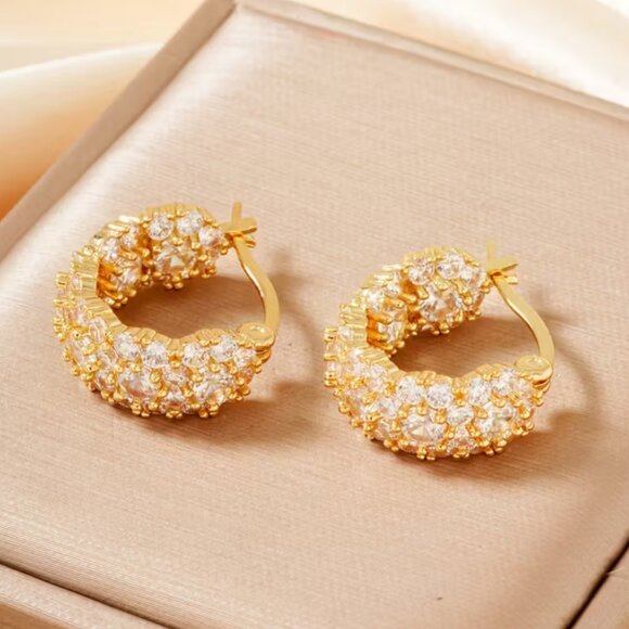 14K Gold Womens 2ct Diamond Small Hoop Earrings Ladies NEW 14 K Silver Jewelry - Picture 4 of 6